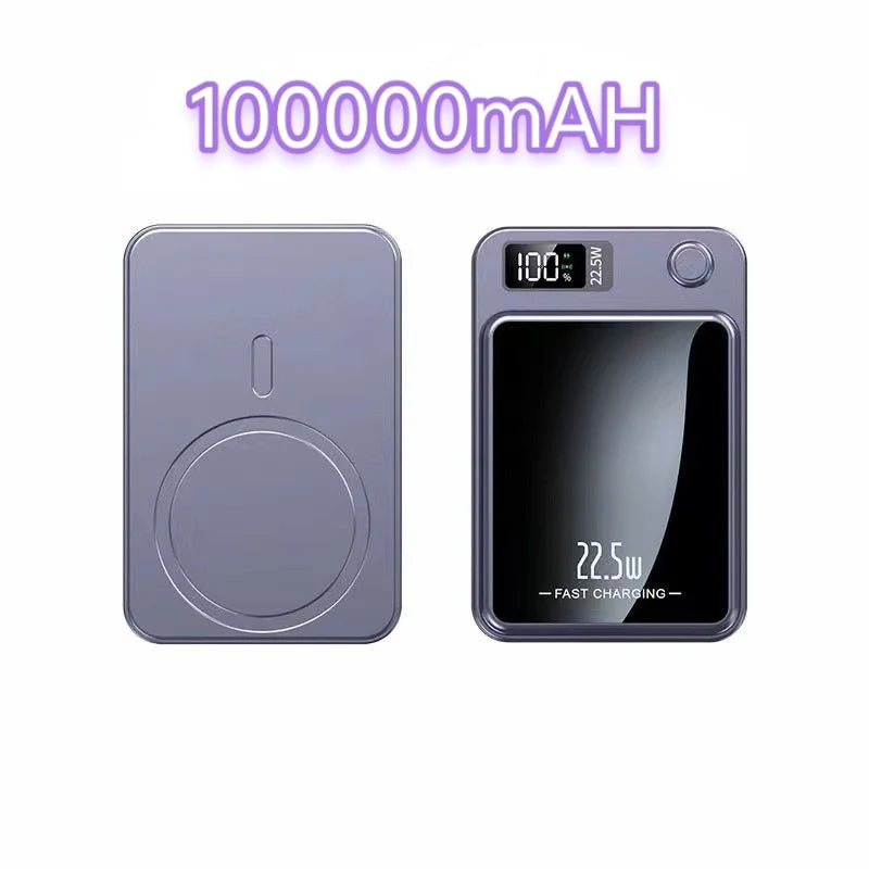 100000Mah Wireless Magnetic Power Bank Super Fast Charging Ultra High Capacity Digital External Battery Power Bank for Iphone 15