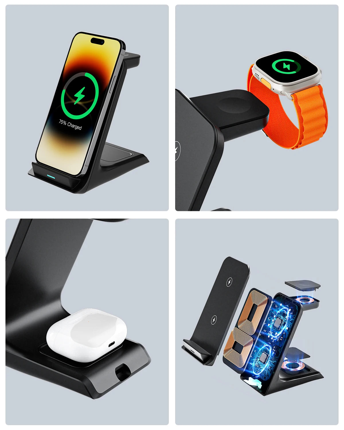 3 x 1 Wireless Charger Stand 