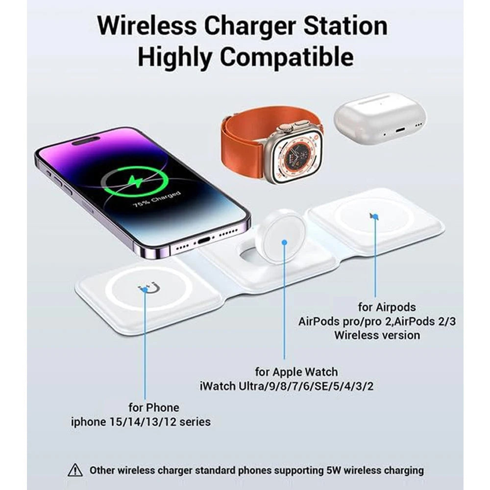 3 in 1 Magnetic Wireless Charger Pad 